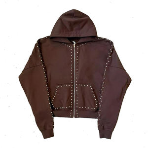 Sweat à capuche de luxe orné de strass, personnalisé, coupe oversize, style streetwear pour homme, en molleton 100% coton épais - Product Image 4