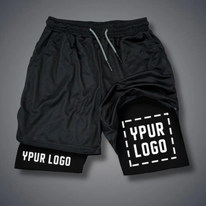 Shorts de compression personnalisés pour hommes, pantalons athlétiques de gymnastique avec votre logo, vêtements de sport de fitness, shorts de sport personnalisés à double couche à séchage rapide - Product Image 1