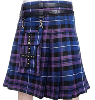 Kilts utilitaires pour femmes avec poche avant amovible, vente en gros, sur mesure, jupes décontractées unies en laine lavée