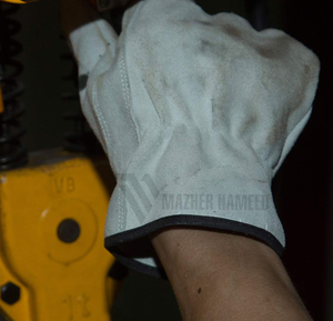 ถุงมือทำงานหนังแท้สีขาวล้วนอุปกรณ์ป้องกันระดับพรีเมียมสำหรับช่างเครื่องและคนงาน - Product Image 3