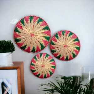 Excelente calidad, venta al por mayor, barato, hecho a mano, Multicolor, decorativo, cestas de pared, placa Natural Moonj Grass, placa colgante de pared redonda - Product Image 2