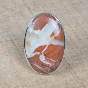 Bague ovale en jaspe Malinga faite à la main, argent sterling 925, grande bague en pierre précieuse, bijoux pour femmes, cadeau pour toutes les occasions - Product Image 1