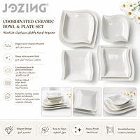 Vaisselle en céramique blanche moderne en gros, prix d'usine, assiette et bol en porcelaine à bord ondulé irrégulier pour restaurant et hôtel