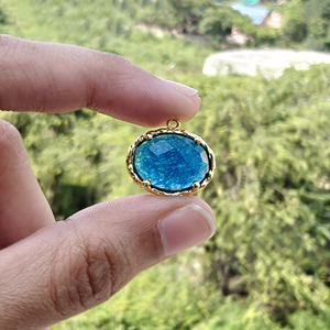 ตรวจสอบการตัด apatite หยกรูปไข่จี้เชื่อมต่อทอง18K ชุดง่ามเครื่องประดับชุดเครื่องประดับสำหรับการทำเครื่องประดับ - Product Image 2