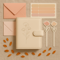 LABON Classeur minimaliste floral A6 Cash Envelope Planner Organizer Binder Set with Zipper Labels Stickers Challenge Cards