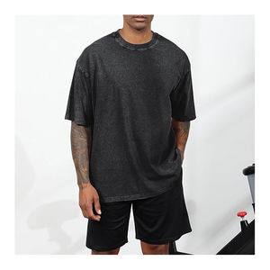 Meilleur haut de gamme pour hommes High Street Style lavé à l'acide surdimensionné goutte épaule T-Shirts 100% coton lourd coupe ample 300 GSM - Product Image 1
