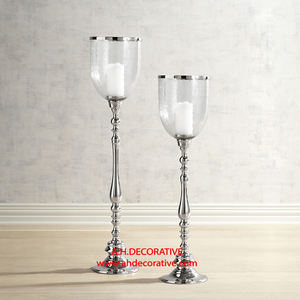 Hot Silver <b>Tall</b> Aluminum <b>Candle</b> Holder Hot Selling Metal High Quality Finishing Floor Standing Handmade <b>Candle</b> <b>Pillar</b> Holder - Product Image 3