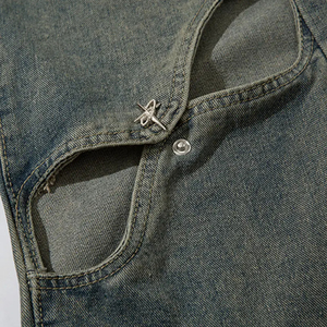 2025ใส่ได้ทั้งชายและหญิงกางเกงทรงตรงไซส์ใหญ่พิเศษระบายอากาศได้ดีกางเกงยีนส์ผ้าซักสีจางสำหรับฤดูหนาวบริการ OEM - Product Image 4