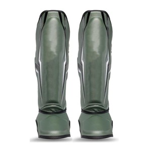 Espinilleras de piel sintética elásticas personalizadas, precio al por mayor, protector de espinilleras para kick boxing, protector de espinilla con impresión de logotipo personalizado - Product Image 5