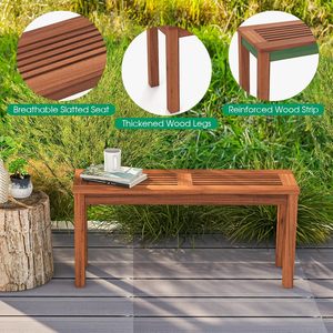Minh Phuoc Furniture Modern Acacia Wood & <b>Metal</b> Eco-Friendly Outdoor Dining <b>Bench</b> for 2 Patio & Garden Backless - Product Image 5