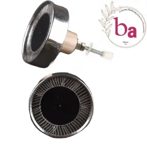 Boutons tissés en fil d'argent en résine noire et poignée de traction pour commode armoire et armoires de cuisine Application artisanale - Product Image 1