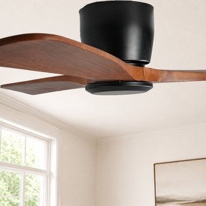 USA In Stock Solid Wood <b>Ceiling</b> <b>Fan</b> No Light 42 Inch Flush Mount Design Quiet DC Motor with <b>Remote</b> <b>Control</b> - Product Image 1