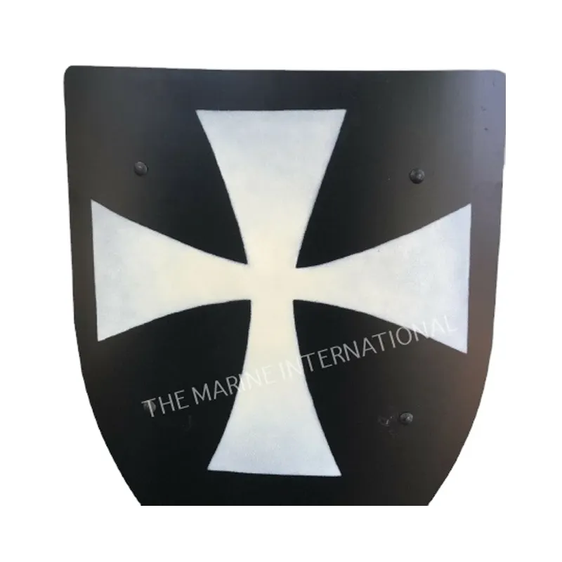 Medieval Knight's Templar Full Size Black & Silver Finish Round Shape Armor Shield Reenactment Costume Decor/Gift.