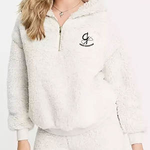 Women's Thick-Lined Athletic Workout Hoodies Customized Peking <b>Sherpa</b> Heavy Weight Jersey <b>Fabric</b> for Winter for Girls' Sports - Product Image 1