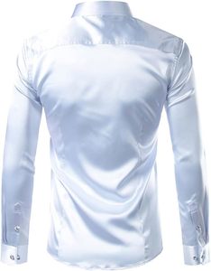 Chemise habillée décontractée coupe ajustée pour hommes Chemise habillée pour hommes, bureau, affaires, formelle, respirante, boutonnée à la mode - Product Image 2