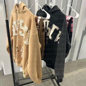 เสื้อฮู้ดปักลายเฮฟวีเวตสำหรับผู้ชายเสื้อ100% ปักลายล้างกรดสไตล์วินเทจซีดจางลง - Product Image 2