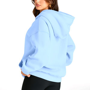 Sudadera con capucha de media cremallera de gran tamaño personalizada para mujer, sudadera informal para mujer, sudaderas con cremallera de peso pesado, fabricante - Product Image 3