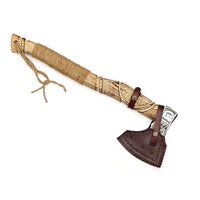 Hache de chasse viking à barbe en acier à haute teneur en carbone de qualité industrielle, lame tranchante, gravure artisanale, manche en bois, hache de survie pour le camping