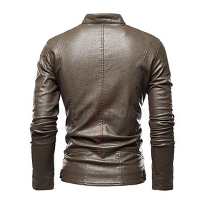 Chaqueta de Cuero Vacuno Natural Clásica Hecha a Mano, Acabado Genuino, Largo Regular, Manga Larga, con Bolsillos, Impermeable y Transpirable - Product Image 2