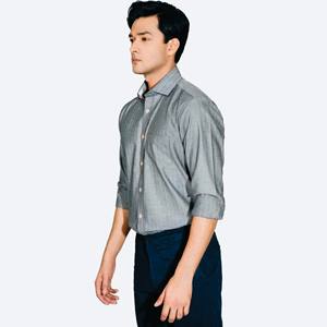 Chemise OEM personnalisée pour hommes avec cravate 100 coton grandes tailles quantité minimale de commande bas chemises décontractées pour hommes chemise en coton à manches longues - Product Image 4