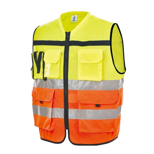 Chaleco de trabajo de dos tonos con bolsillos y cremallera Chaleco de trabajo de construcción para hombres - Product Image 6