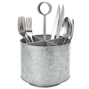 Kitchen Countertop Rustic Wooden Flatware Caddy Organizer Cutlery <b>Storage</b> Box Utensil Holder - Product Image 4