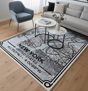 Alfombra ecológica de lana 100% hecha a mano de calidad superior con mapa de la ciudad de Nueva York, diseño urbano moderno personalizable para decoración del hogar - Product Image 1