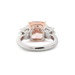 3.00CT Cushion Fancy Vivid <b>Pink</b> Colour Lab Grown IGI Certified Diamond Three Stone Ring for women - Product Image 4