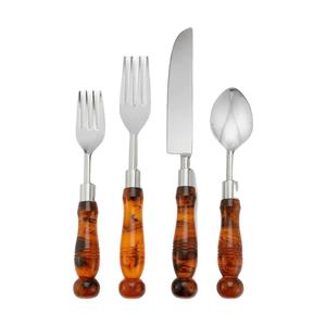 Elegant American Style Sustainable Stainless Steel Flatware Set with Resin Handles 4 Pcs Cutlery Set for Restaurant - Product Image 1