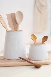 Porta Utensilios de Cocina de Cerámica Blanca |   Contenedor de Almacenamiento Duradero para Cucharas y Espátulas |   Organizador de Utensilios de Cocina para Encimera - Product Image 3