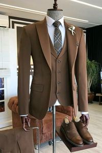 LATEST-BEAUTIFUL BROWN BLAZER,WHITE SHIRT & <b>PANT</b> TUXEDO 3 PIECE SUITS WITH HIGH QUALITY of FABRICS for PARTY-WEAR/WEDDING=2024 - Product Image 2