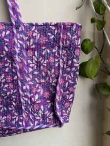 Bolso de lona acolchado de algodón, bolso de hombro con parche, estampado a mano, Floral, ecológico, sostenible, para compras de Yoga, bolso de fin de semana bohemio - Product Image 4