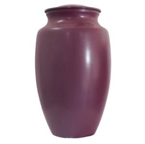 Urnas de cremación para adultos de aluminio clásico superior con banda de grabado Peltre y acabado púrpura para cenizas humanas. - Product Image 4