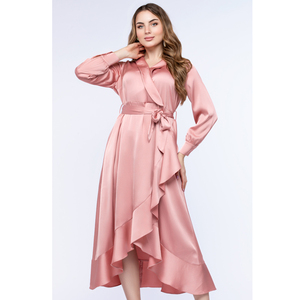 Robe portefeuille à manches longues personnalisée de haute qualité pour femmes brodée style de fête dos personnalisé OEM ODM fabrication en gros - Product Image 2