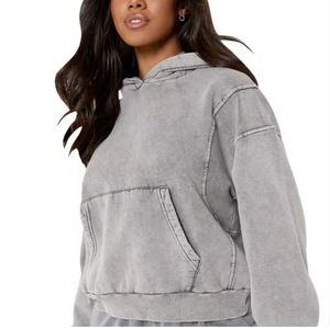 Sudaderas con capucha holgadas transpirables con lavado ácido personalizadas para mujer de gran tamaño 100% algodón nueva ropa de calle con cremallera sudaderas con capucha de peso pesado para inviernos - Product Image 6