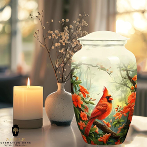 Aluminum Cremation <b>Urn</b> Bird engraved design Cremation <b>Urns</b> Meena Coating Finish Leak-Proof Design (Keepsake & <b>Large</b> Options - Product Image 6