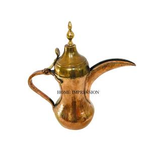 <b>Arabic</b> Dallah Copper Made Coffee Pot with Embossed Lid Available in Multiple Sizes Shiny Polish Finish Heat-Resistant Metal - Product Image 6