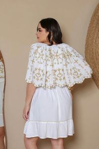 Vestido ucraniano acampanado con escote en V, bordado pesado, trabajo hecho a mano, mangas abullonadas, cintura Natural, vacaciones increíbles, el mejor ajuste, tamaño - Product Image 2