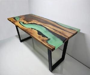 Mesa de comedor de Río transparente de madera maciza de resina epoxi Mesa de resina epoxi para uso en restaurantes y hoteles de F S International - Product Image 1