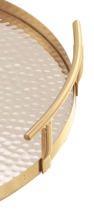 Plateau de service rond martelé avec poignée pour restaurant de mariage d'hôtel de Noël avec logo personnalisé - Product Image 5