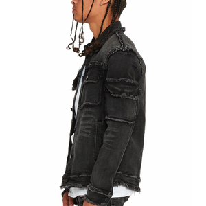 Veste en jean pour homme, style décontracté, streetwear, imperméable, logo frontal personnalisable, veste en denim pour le collège, tenue urbaine - Product Image 5