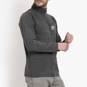 Breathable <b>Stretch</b> Fabric Raised Neck Pullover with Simple Design for Casual <b>Men</b> Turtle Neck <b>Shirt</b> - Product Image 4