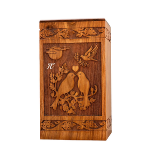 Rosewood Cremation Urn Handcrafted Wooden Memorial <b>Box</b> with Birds Memorial <b>Keepsake</b> Decorative Cremation Urn for Ashes - Product Image 2
