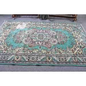 Grand tapis turc 5,2x8,5 pieds, tapis en laine bleu vintage ombré - Product Image 3