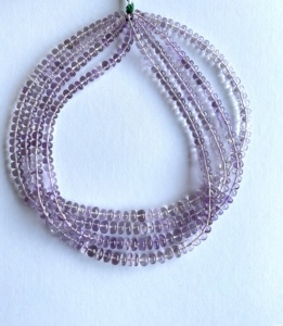 ลูกปัดอเมทิสต์สีชมพูเรียบ I 16 นิ้ว ลูกปัดอเมทิสต์สีชมพูธรรมชาติทรงรอนเดล สำหรับทำเครื่องประดับอัญมณ์ - Product Image 1