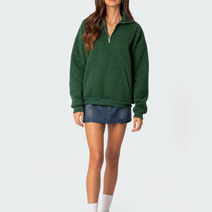 Customization Fashion High Quality Stand Half/<b>Quarter</b> <b>Zip</b> Long Sleeve Solid Winter Ladies Anti-Wrinkle Sweatshirt - Product Image 2