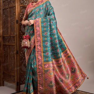 Dola Viscose Saree แท้ที่มีการพิมพ์ตำแหน่งผ้านุ่มไหลสง่างามสำหรับงานรื่นเริงปาร์ตี้ชุดชาติพันธุ์ดีไซน์เนอร์ดูสวยงาม - Product Image 1