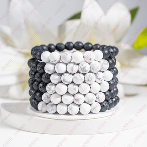 Eye Catching Design Hot Selling Lava with Howlite 8mm Diffuser Essential Gemstone Beaded For Jewelry Meditation Everyday Wear - Product Image 1