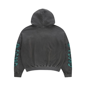 Trendy y2k faded acid <b>washed</b> distressed unisex Hoodie Graffiti embroidery Unisex Oversized Hoodie - Product Image 2