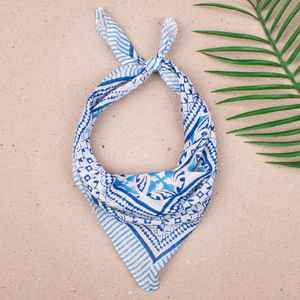 Bandana en coton biologique imprimé à la main, foulard bohème pour cheveux, cadeau durable - Product Image 1